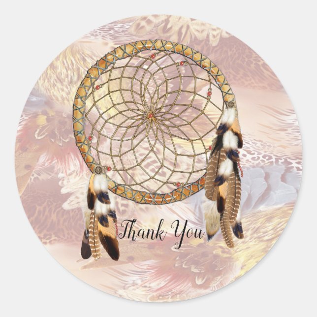 Dream Catcher Stationary Classic Round Sticker (Front)
