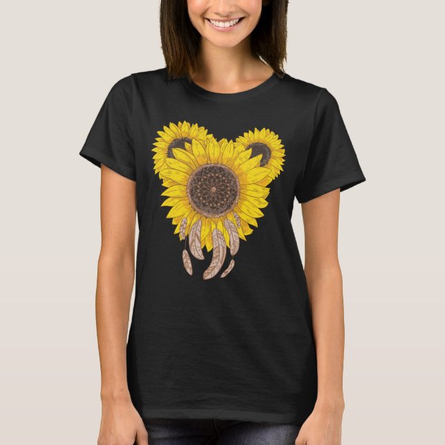 Dream Catcher Sunflower Beautiful Flower T-Shirt (Front)