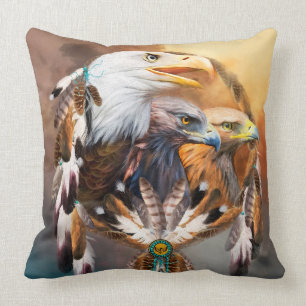 Dream Catcher - Three Eagles Art Designer Pillow