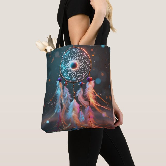 Dream Catcher Tote Bag Boho All-Over Print Design (Close Up)