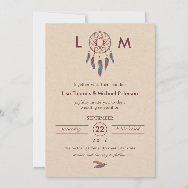 Dream Catcher Wedding Invitation (Front)