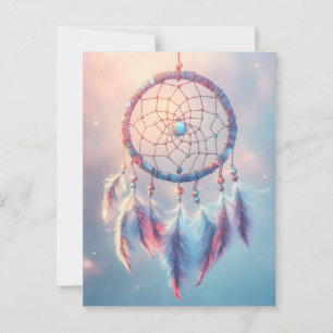 Dream Catcher with Soft Feathers and Beads Postcard