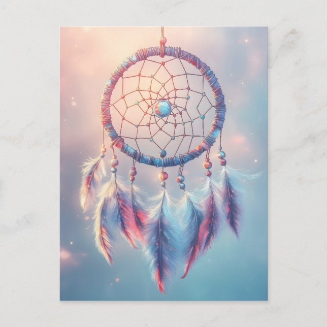 Dream Catcher with Soft Feathers and Beads Postcard (Front)