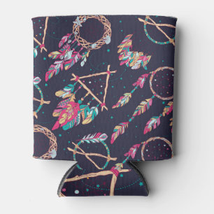 Dream catchers: vintage seamless pattern. can cooler