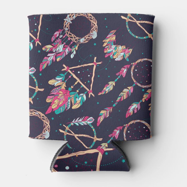 Dream catchers: vintage seamless pattern. can cooler (Front)