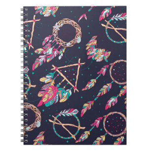 Dream catchers: vintage seamless pattern. notebook