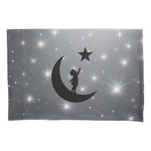Dream Chaser Cute Minimalist Moon and Star Design Pillowcase