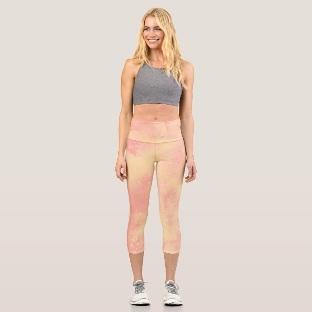 Dream Clouds - Orange & yellow  Capri Leggings (Front)