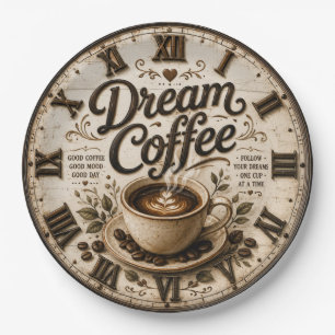 Dream Coffee Rustic Farmhouse Bar Kitchen Decor Paper Plate