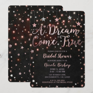 Dream Come True Black Rose Gold Bridal Shower Invitation