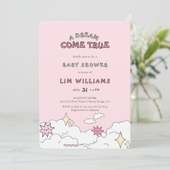 Dream Come True Cloud Nine Baby Shower Invitation (Standing Front)