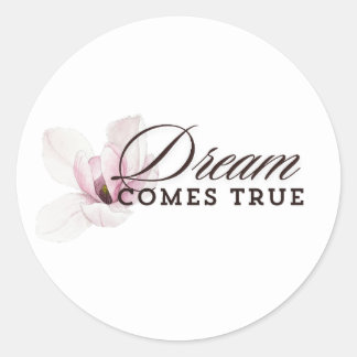 Dream Comes True – Soft Pink and White Floral Wate Classic Round Sticker