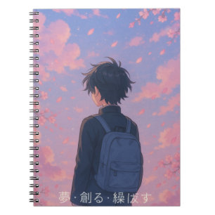 Dream Create Repeat – Aesthetic Anime with cherry  Notebook