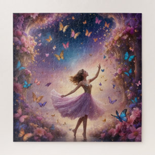 Dream Dancer with Butterflies and Flowers Jigsaw Puzzle