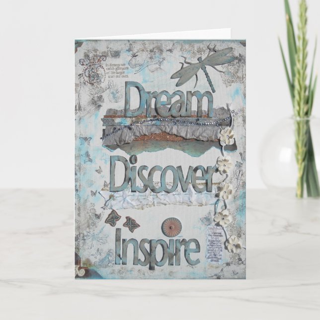 Dream, Discover, Inspire Collage Art Card (Front)