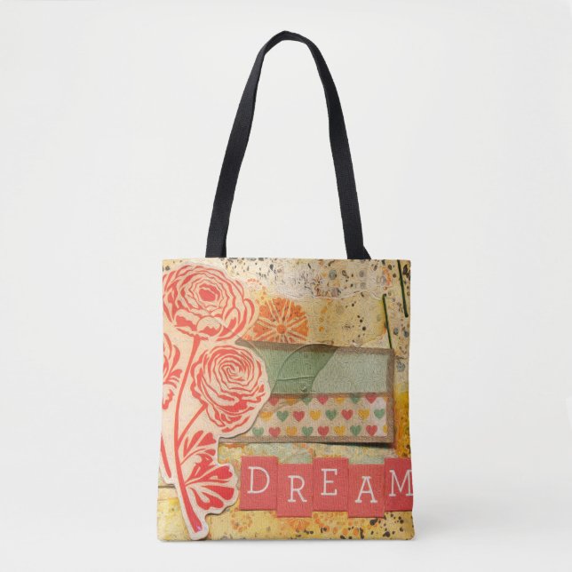 Dream Floral Collage Canvas Tote Bag (Front)