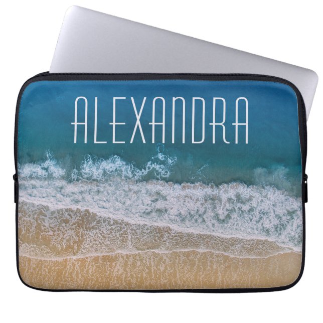 Dream Florida Tropical Sand Beach Customized Name Laptop Sleeve (Front)