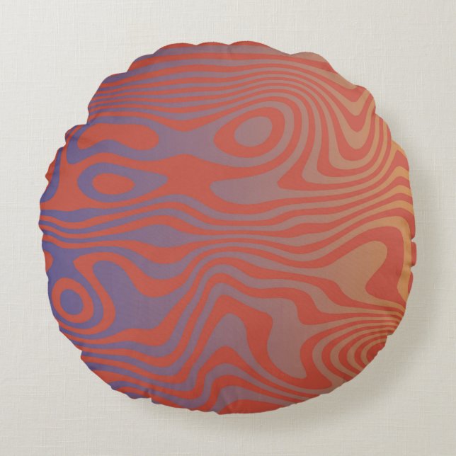 Dream Flow l Abstract Trippy Pattern - No. 01 Round Cushion (Front)