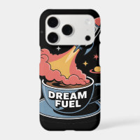 Dream Fuel Graphic: Rocket Launching from Coffee
