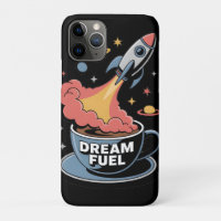 Dream Fuel Graphic: Rocket Launching from Coffee