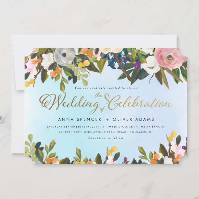Dream Garden Floral Wedding Invitation (Front)