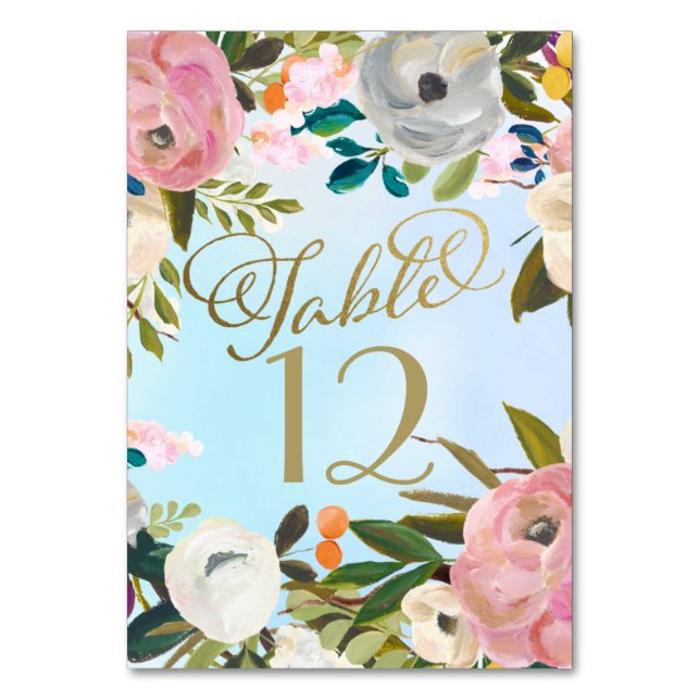 Dream Garden Floral Wedding Table Number (Front)