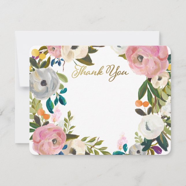 Dream Garden Floral Wedding Thank You Flat Cards (Front)