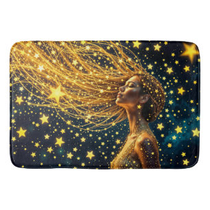 Dream girl surrounded by glowing bright stars bath mat
