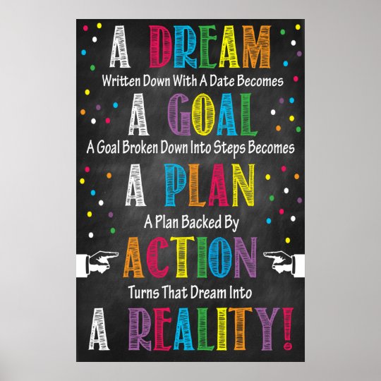 DREAM-GOAL-PLAN-ACTION-REALITY POSTER | Zazzle.co.uk