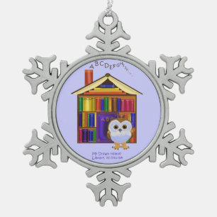 Dream Home – Library! Snowflake Pewter Christmas Ornament