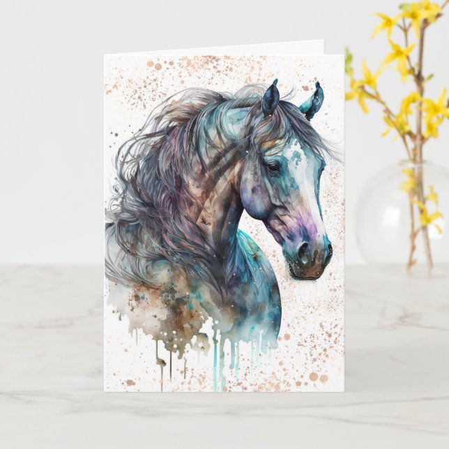 Dream Horse | Watercolor Design | Greeting Card (Yellow Flower)