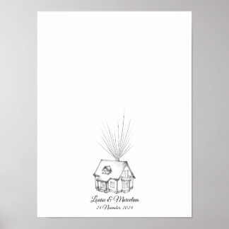 Dream House Fingerprint Wedding Guest Book 