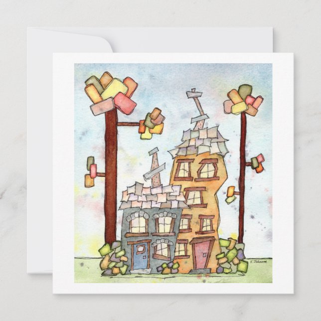 Dream House Watercolor Greeting Card (Front)