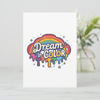 Dream in Color | Rainbow Positive Quote   Invitation