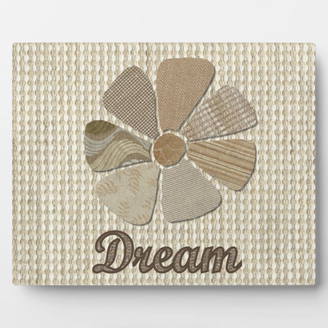 Dream Inspirational Collage Fabric Flower Plaque (Front)
