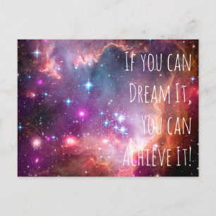 Dream It Achieve It Motivational Quote Galaxy Star Postcard
