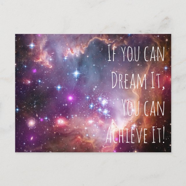 Dream It Achieve It Motivational Quote Galaxy Star Postcard (Front)