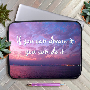 Dream It Do It Quote Purple Ocean Sunset Photo Laptop Sleeve