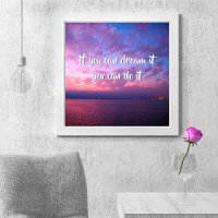 Dream It Do It Quote Purple Ocean Sunset Photo