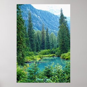 Dream Lake Alaska, USA & Forested Mountains Photo Poster