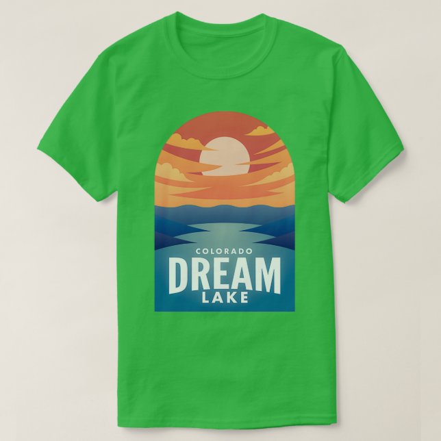 Dream Lake CO Retro Sunset  T-Shirt (Design Front)