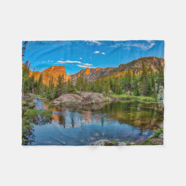 Dream Lake Landscape Fleece Blanket (Front (Horizontal))