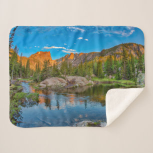 Dream Lake Landscape Sherpa Blanket