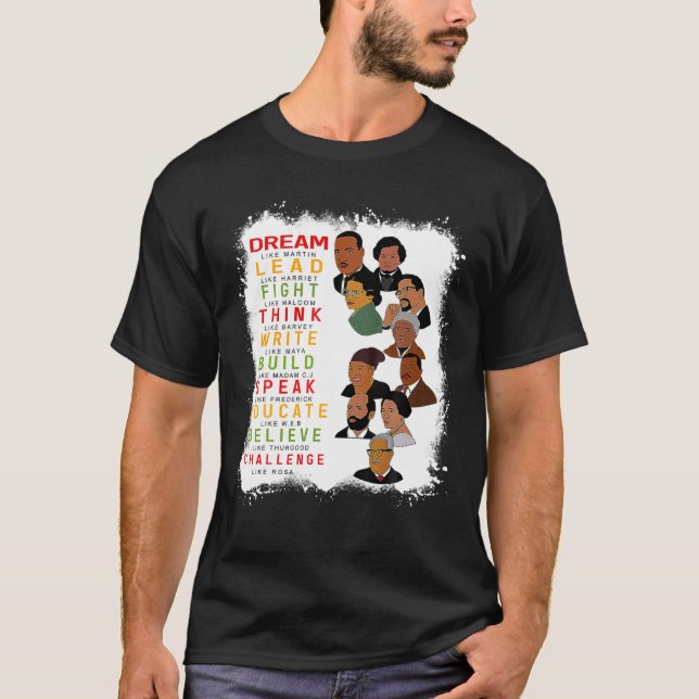Dream Lead Fight Educate African Woman Black Histo T-Shirt (Front)
