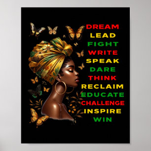 Dream Like Black Woman Martin Black History Month Poster