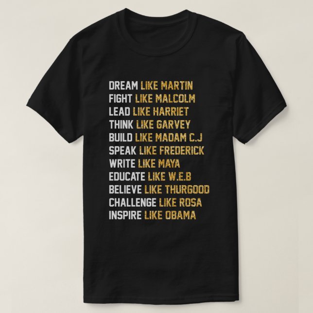 Dream Like Martin -Fight Like Malcolm T-Shirt (Design Front)