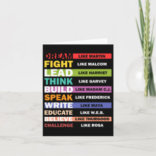 Dream Like Martin Lead Like Harriet Black History  Card