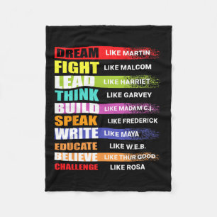 Dream Like Martin Lead Like Harriet Black History Fleece Blanket