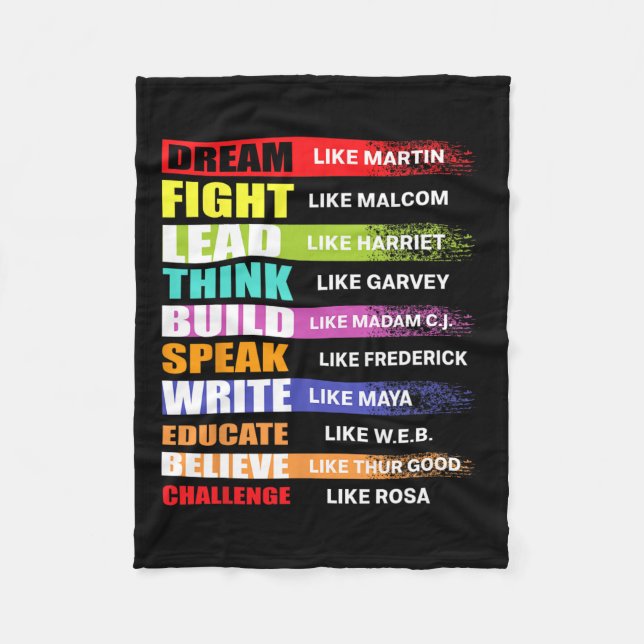 Dream Like Martin Lead Like Harriet Black History  Fleece Blanket (Front)