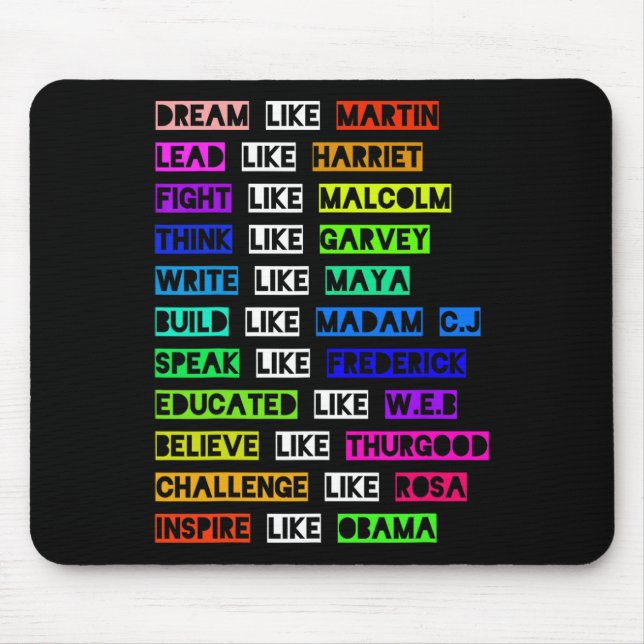 Dream Like Martin Lead Like Harriet Women Black Hi Mouse Mat (Front)